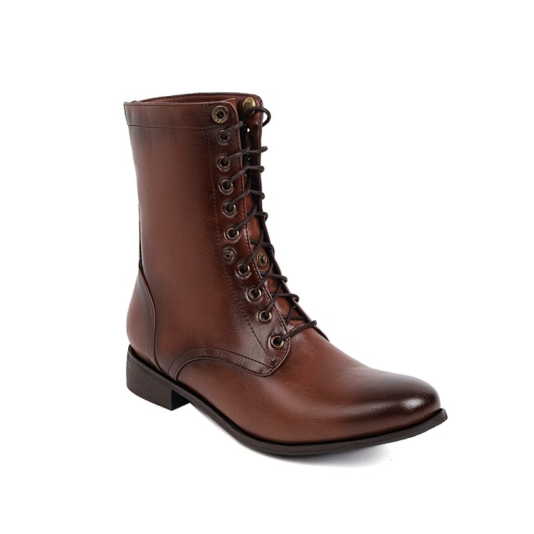 Women's PU Riding Boots with Chunky Low Heel and Faux Fur Lining